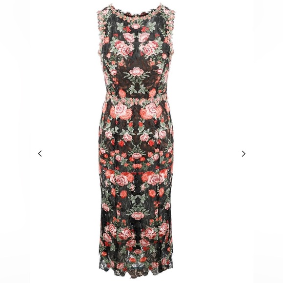 MARCHESA***Floral Guipure Lace Midi Dress***US 6 $795